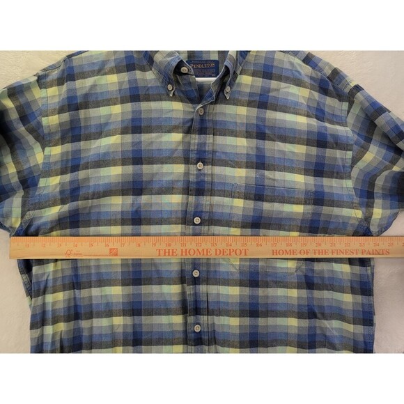 Pendleton Collared Short Sleeve Blue Plaid Button Up Shirt Mens XL - Picture 4 of 9